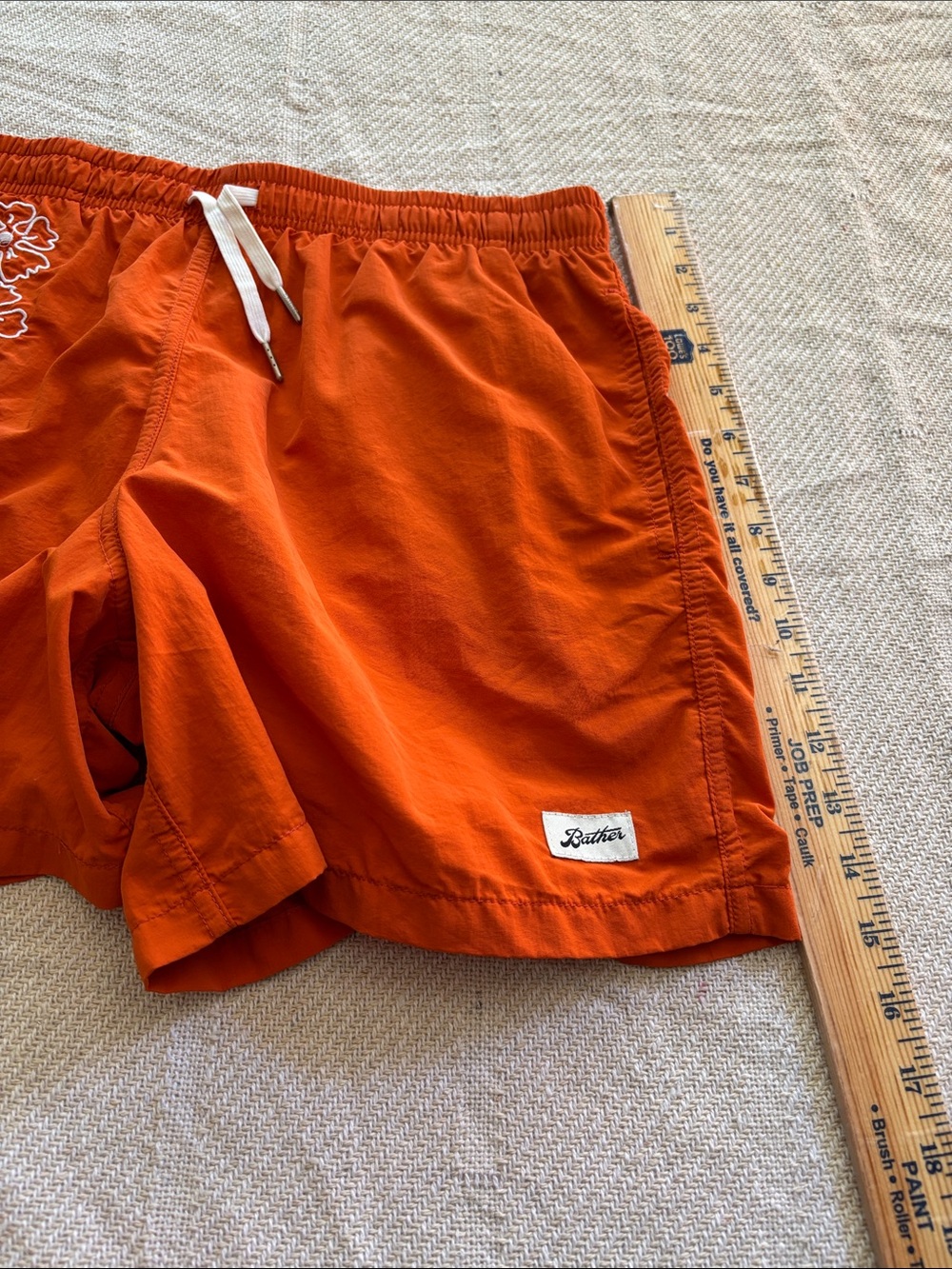 Bather Orange Swim Shorts Hawaiian Floral Embroidery Size Large - Picture 16 of 17